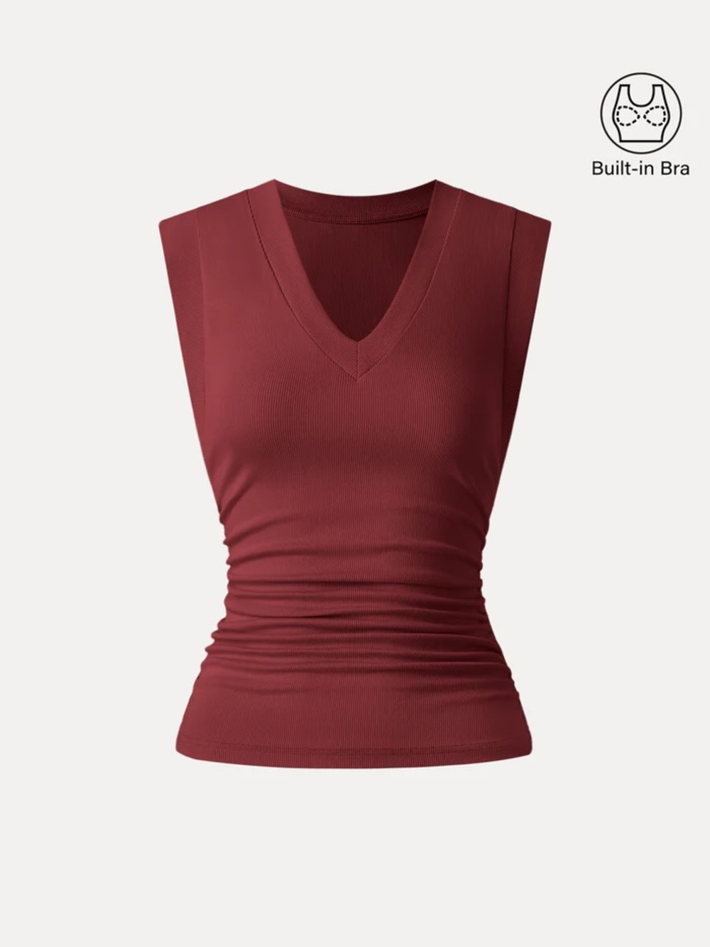 NWT OGL Stretch Cotton V-neck Side Ruched Muscle Bra Top